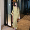 Solid Sexy Midi Dress Women Office Lady V-neck Design Elegant Dress Casual Evening Party One Piece Dress Korean 2023 Autumn Chic
