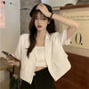 Solid Short Blazer Short Sleeve Jackets for Women Korean Harajuku Casual Korean Style Jackets Gothic Y2k High Street Summer Coat