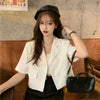 Solid Short Blazer Short Sleeve Jackets for Women Korean Harajuku Casual Korean Style Jackets Gothic Y2k High Street Summer Coat