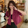 Solid Short Blazer Short Sleeve Jackets for Women Korean Harajuku Casual Korean Style Jackets Gothic Y2k High Street Summer Coat