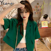 Solid Short Blazer Short Sleeve Jackets for Women Korean Harajuku Casual Korean Style Jackets Gothic Y2k High Street Summer Coat