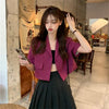 Solid Short Blazer Short Sleeve Jackets for Women Korean Harajuku Casual Korean Style Jackets Gothic Y2k High Street Summer Coat