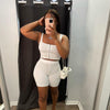 Solid Two Piece Set Hook Button Tank Top Biker Shorts Tracksuit Loungewear Women Summer Outfits Workout Matching Sets