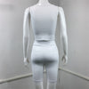 Solid Two Piece Set Hook Button Tank Top Biker Shorts Tracksuit Loungewear Women Summer Outfits Workout Matching Sets
