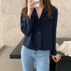 Solid Women Blazers Single Breasted Short All-match Simple Coat Elegant Long Sleeve Leisure Spring Chic Korean Style