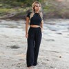 Solid Women Tracksuit Summer Homewear Two Piece Set Casual Loose Yoga Sweatshirt Sets Crop T-shirt And Trouser Sets Outfits