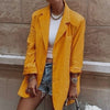 Solid wide loose long women's blazer coat 2022 all-match autumn clothing pocket double button elegant casual suit
