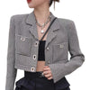 Song Style Suit Short Jacket Women's Buckle Plaid Suit