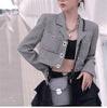 Song Style Suit Short Jacket Women's Buckle Plaid Suit