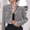 Song Style Suit Short Jacket Women's Buckle Plaid Suit