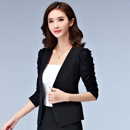 Women's Jacket High Quality Fashion Black White Cropped Casual Blazer Mujer Feminine Clothes Ladies Vogue Top #A982