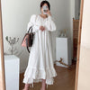 South Korea Chic French Style Design Tie-Waist Trimming Loose Slimming Cute Youth-Looking Long below the Knee Fairy Dress