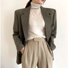 South Korea Chic Suit Coat Autumn Style Lapel Two Loose Color Versatile Long Sleeve Cardigan Suit Jacket For Women