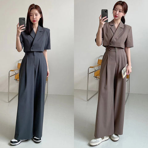 South Korea Dongdaemun INS French niche western style simple solid color shorts suit jacket