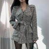 South Tweed Long Sleeve Coat Korea Spring Fringe V-neck Cardigan, Bandage, Waist Closingshesam-B Nuyoah