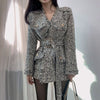 South Tweed Long Sleeve Coat Korea Spring Fringe V-neck Cardigan, Bandage, Waist Closingshesam-B Nuyoah