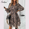 Southpire Leopard Print Long Sleeves Vintage Women's Dress Elegant Spring Summer Shirt Dress Party Daily Female Clothing