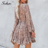 Southpire Pollen Floral Print Ruffle Tie Mini Dress Women's Long Sleeve Elegant Spring Summer Dresses 2023 With Waist Tie Lining