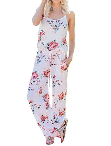 Spaghetti Strap Floral Printed Women Jumpsuit Rompers 2022 New Bohemian Long Playsuits Body Loose Pants Jumpsuits Overalls GV736
