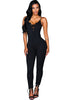 Spaghetti Strap Lace Up Elegant Bodycon Jumpsuit Romper Women V Neck Sleeveless Sportsuit Casual Black Long Overalls Bodysuits