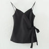 Spaghetti Strap Women Sexy Camisoles Summer Kimono Bowknot Lace Up Split Women Tops Basic Solid Color Tops Female Tank Tops