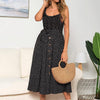 Spaghetti Straps Dress Summer  Women Sleeveless Seaside Sling Wave Point Ruffle Casual Loose Midi Dress Female Vestidos