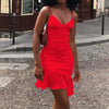 Spaghetti Straps Ruffles Mini Dress Club Party Elegant Sleeveless White Dresses Women's Sexy Summer Sundress Outfits Holiday