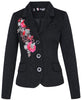 Spain DEG Embroidery Flower Print Trend Coat Fashion Black Suit Jacket 36 38 40 42 44 46