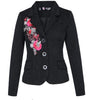 Spain DEG Embroidery Flower Print Trend Coat Fashion Black Suit Jacket 36 38 40 42 44 46