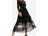 Spanish Mesh Stitching Embroidery Black Slim Dress