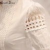 SparkDora Women Tops And Blouses 2023 Slim Long Sleeve White Blouse Shirt Lace Crochet Hollow Out Plus Size Clothes