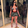 Sparkly Metallic Sexy Club Outfits for Women Shorts 2 Piece Set Night Party Matching Sets Birthday 2 Piece Sets Womens Outfits