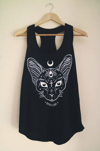 Sphynx Pastel Goth Tank Top Women Summer Harajuku Sleeveless Off Shoulder Tshirt Sexy Streetwear Tops Mujer Verano