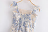 Splend Moda Summer 2023 Camisole Ruffle Side Slit Floral Print Elastic Folds Women Dress Zipper Vestido Fashion