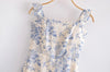 Splend Moda Summer 2023 Camisole Ruffle Side Slit Floral Print Elastic Folds Women Dress Zipper Vestido Fashion