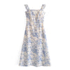 Splend Moda Summer 2023 Camisole Ruffle Side Slit Floral Print Elastic Folds Women Dress Zipper Vestido Fashion
