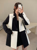 Spliced Black-white Contrast Suit Jacket Female 2023 Spring and Autumn Retro Design Loose Suit Blazer Women Jacket Women