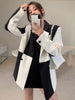 Spliced Black-white Contrast Suit Jacket Female 2023 Spring and Autumn Retro Design Loose Suit Blazer Women Jacket Women