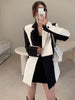 Spliced Black-white Contrast Suit Jacket Female 2023 Spring and Autumn Retro Design Loose Suit Blazer Women Jacket Women