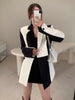Spliced Black-white Contrast Suit Jacket Female 2023 Spring and Autumn Retro Design Loose Suit Blazer Women Jacket Women