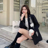 Spliced Striped Chic White Blazer Women Spring Full Sleeve Casual Suit Coats Oversized 4xl  Elegant Business Work Outwear