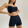 Sport Matching Women Shorts Set Ribbed Knitted Crop Top And Biker Shorts Two Pieces One Suit Booty Shorts Set Tracksuit
