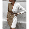 Spot 2022 Spring New European and American Women's Fashion All-match Mid-Length Contrasting Color Suit Jacket Fc810