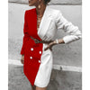 Spot 2022 Spring New European and American Women's Fashion All-match Mid-Length Contrasting Color Suit Jacket Fc810
