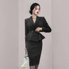 Spring 2 Piece Skirt Suits Office Ladies Ruffles Blazer and Pencil Mid Skirt Female Business Interview Suit Sets