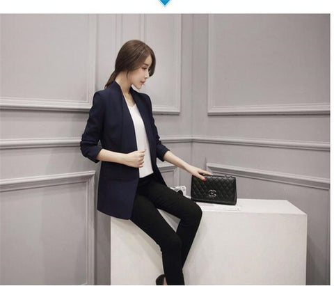 Spring 2022 New Brand Women's Blazer Suit Slim Long Sections Korean Small Suit Jacket Female Long-Sleeved Blazer A3012
