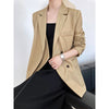 Spring 2022 Elegant Women Blazer Double Placket Design Sense Suit Jacket Female Korean Black Khaki Loose Casual Suit Coat