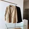 Spring 2022 Elegant Women Blazer Double Placket Design Sense Suit Jacket Female Korean Black Khaki Loose Casual Suit Coat