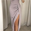 Spring 2022 Women Off Shoulder Slash Neck Dress Elegant Package Hip Party Dress High Waist Bodycon High Split Sexy  Long Dress