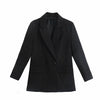 Spring 2022 Za Women Blazer Double Breasted Jacket Female Oversize Long Sleeve Black Blazer Woman Casual Loose Office Beige Coat